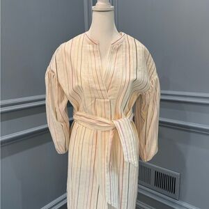 Joie Striped Belted Tunic Dress with Metallic Thread – Size XXS